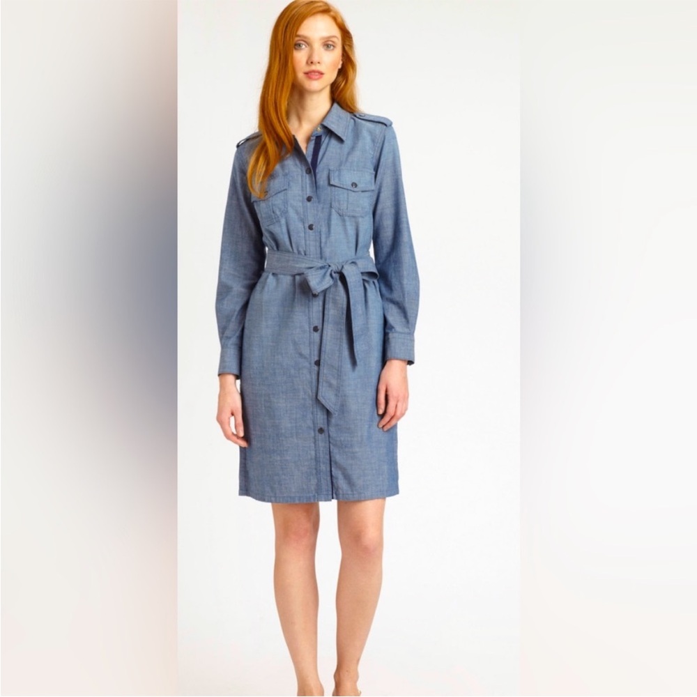 Tory Burch Brigitte Chambray belted mini shirt dress Sz 4